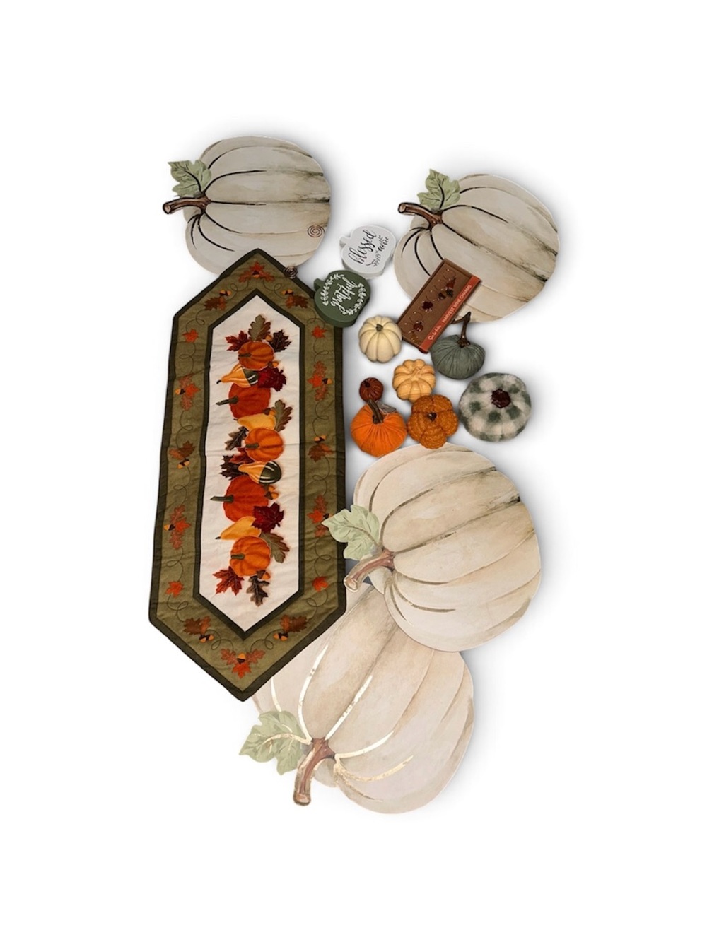 Autumn Pumpkin Wall Decor Set - Cream and Orange
